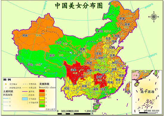 '2017最新出炉全国美女分布图'